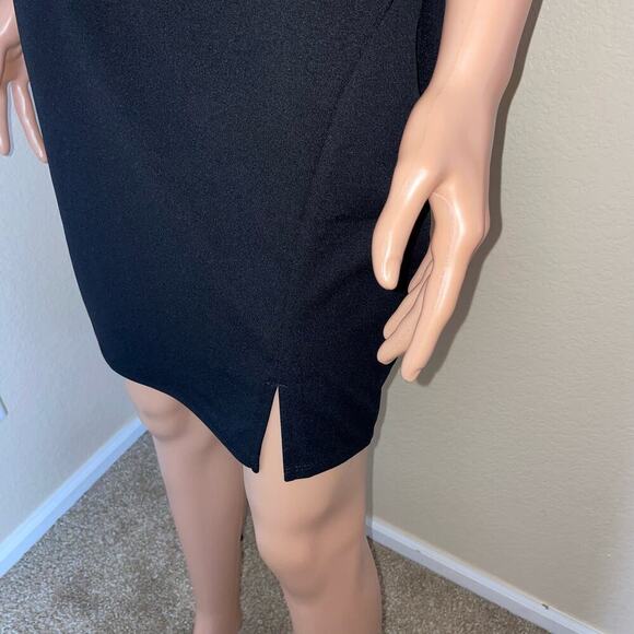 E.L.H. Studio black dress mini V-neck Satin V-neck mini body-con lace top NEW LG - Picture 5 of 10